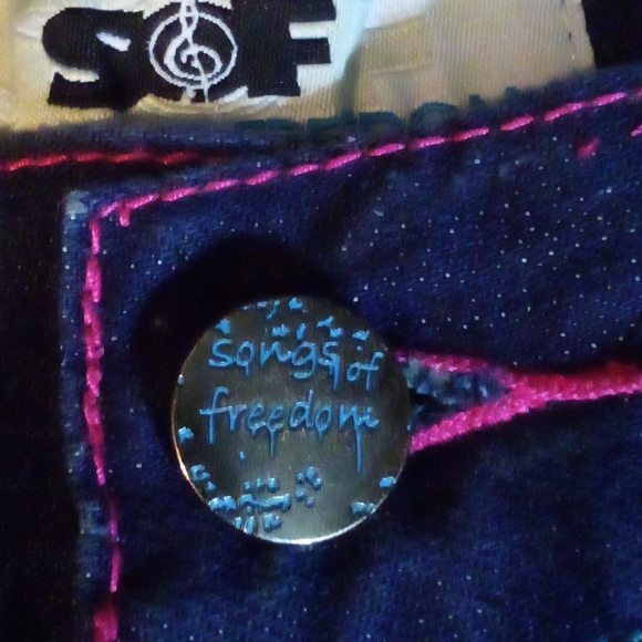 Songs Of Freedom Limited Edition Designer Embroidered Denim Jeans Men's 34 Blue - Picture 6 of 14